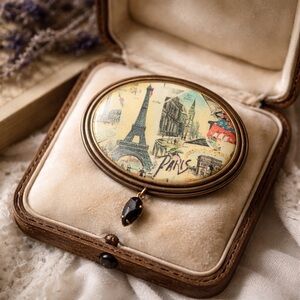 Vintage Paris Brooch with Eiffel Tower Design